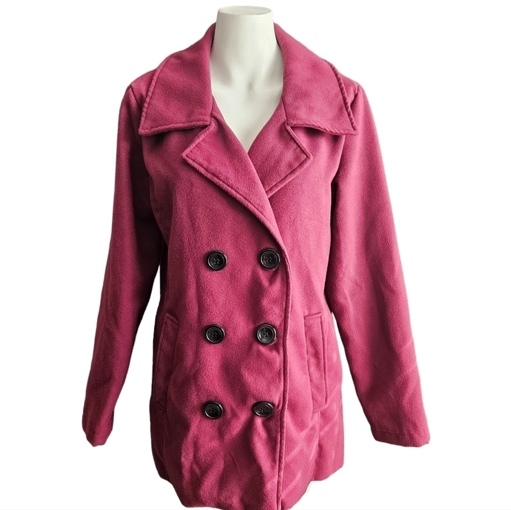 Me Jane Swing Pea Coat. Black. Double‎ Breasted With Buttons. Size XL